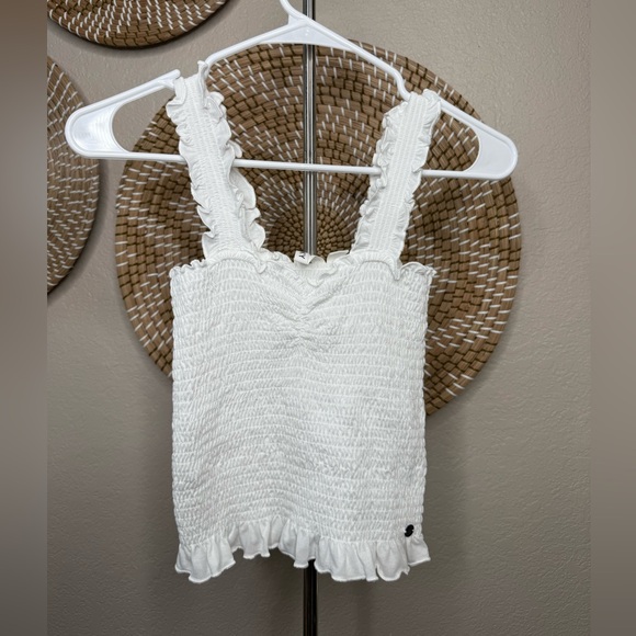 Roxy White Smocked Top - Picture 1 of 2